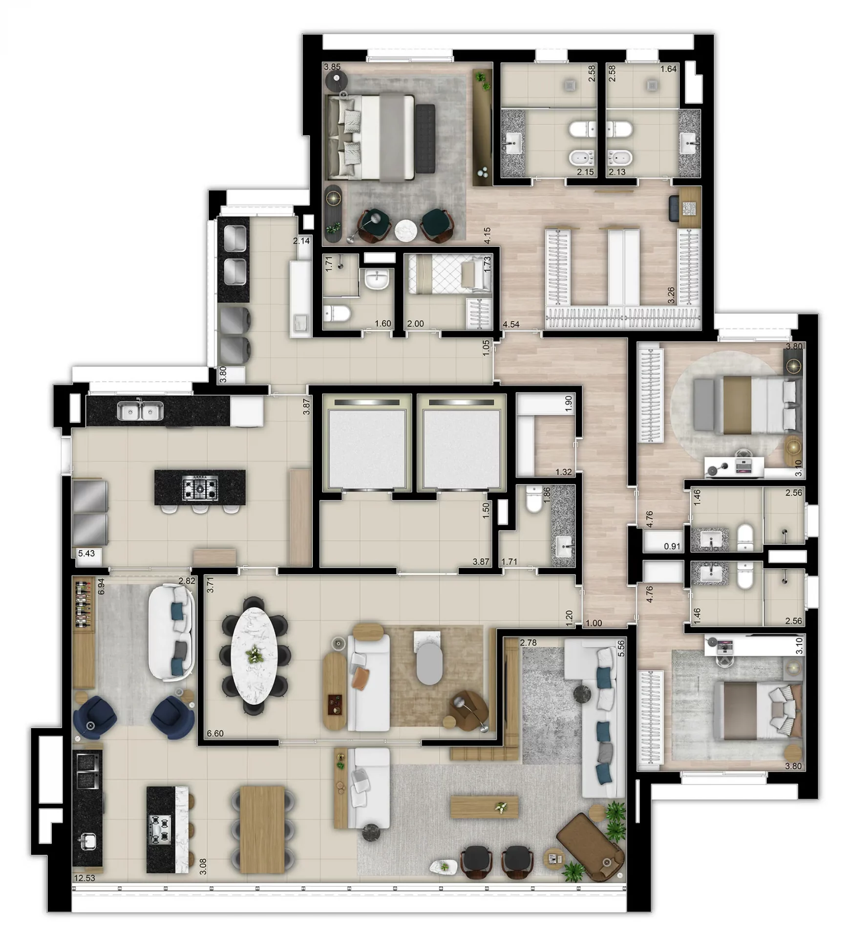 SAN PAOLO Alto de Pinheiros - Planta Planta Opção 2 - 277m²