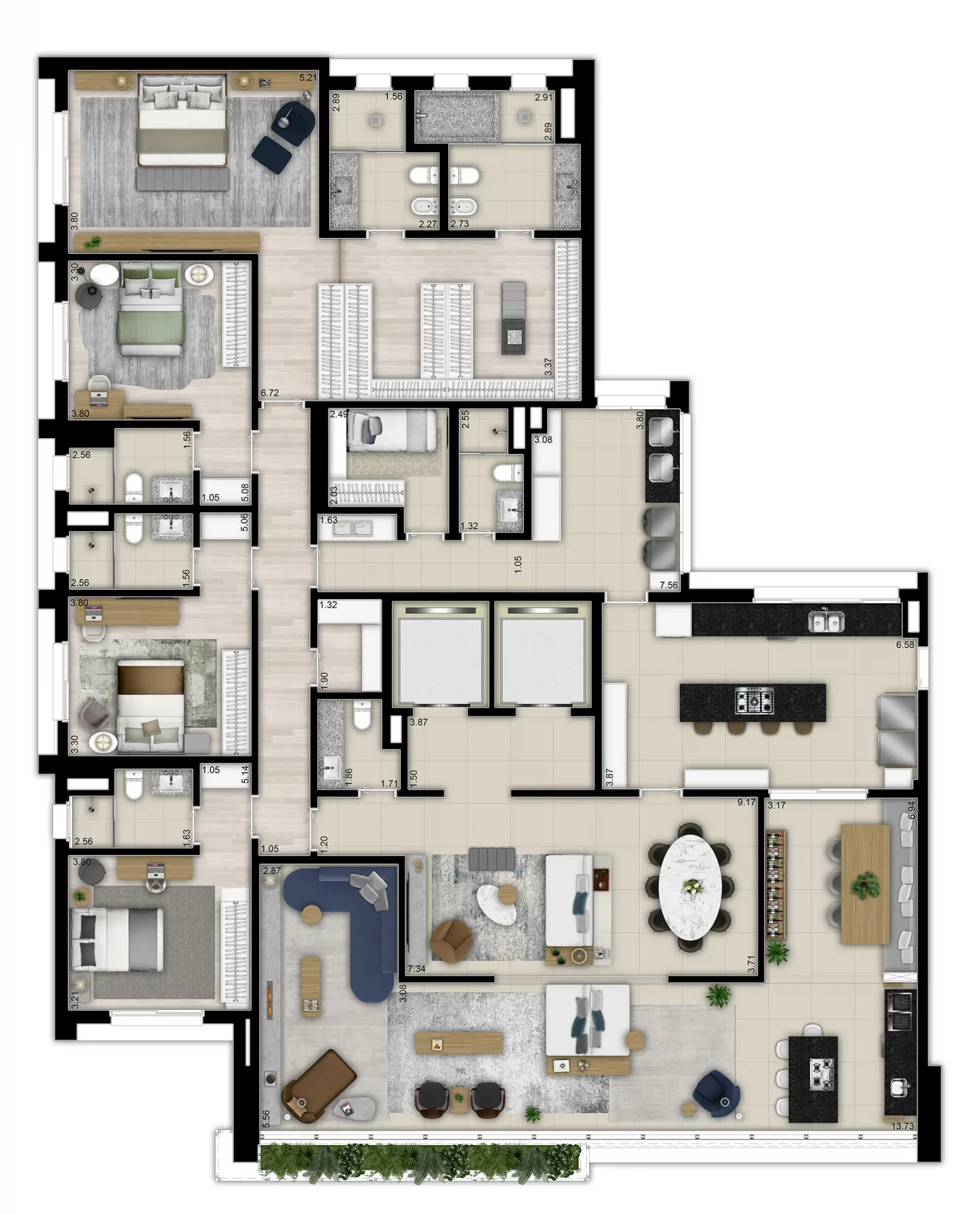 SAN PAOLO Alto de Pinheiros - Planta Planta Opção 1 - 342m²