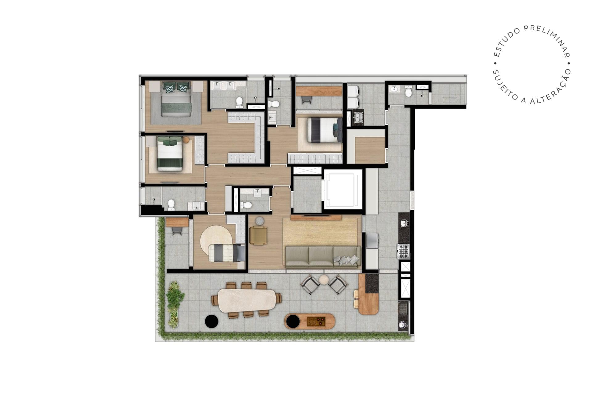 MOMA Moema - Planta Planta 194 m²