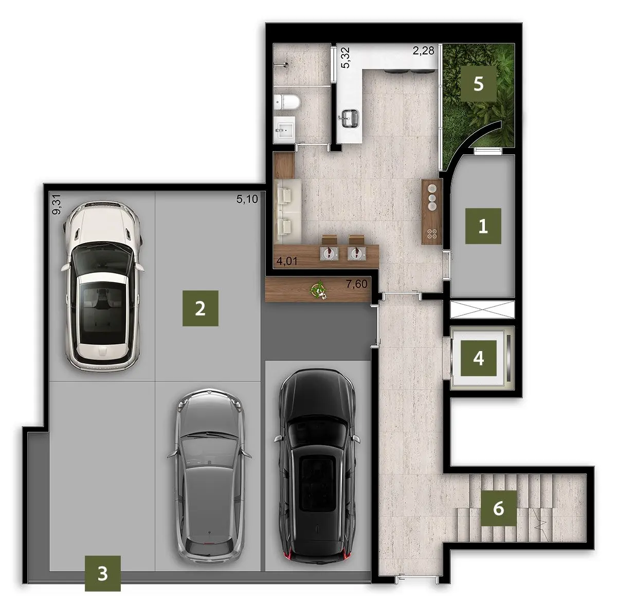 RELVA Alto de Pinheiros - Planta Implantação do Garagem Casa 06