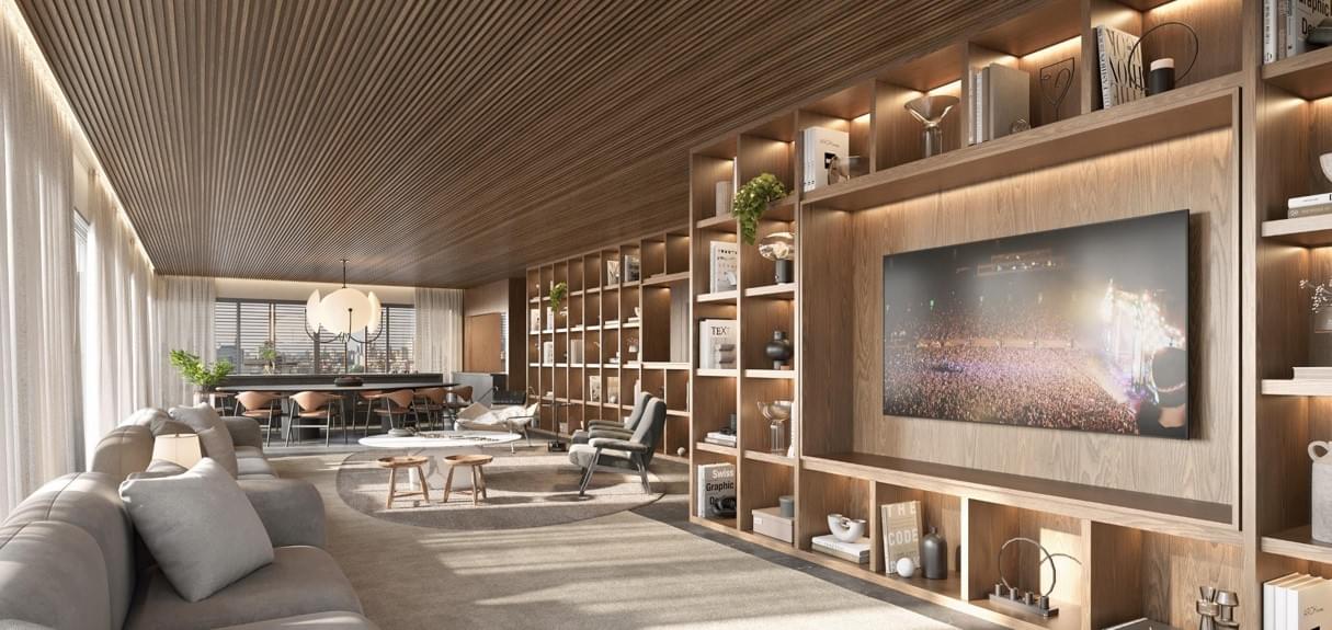Sala de TV integrada ao Estar - AYYA Jardins