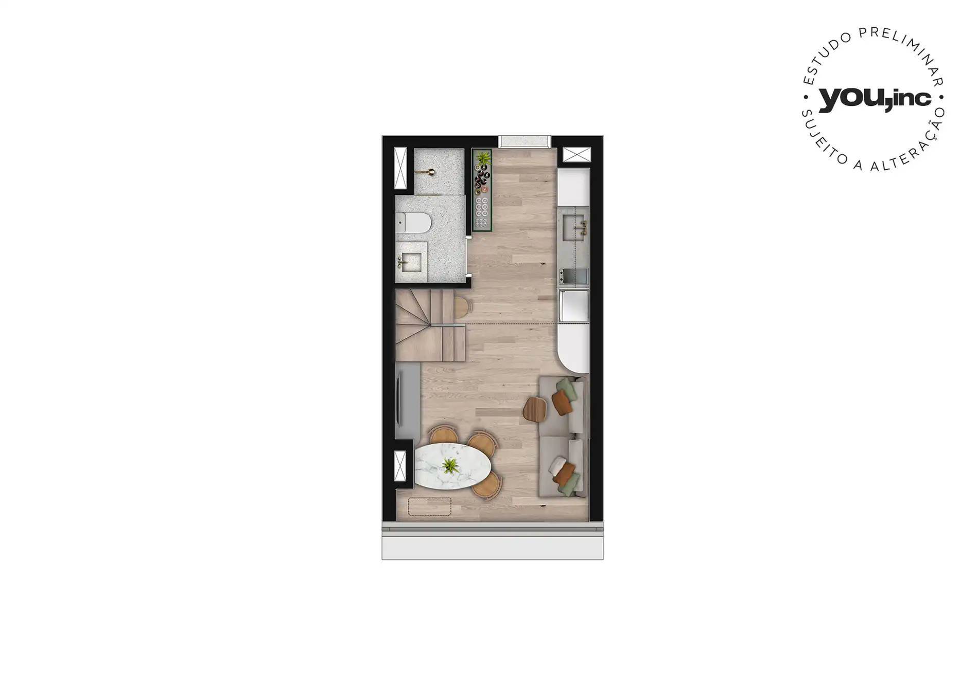 BARÔ Higienópolis - Planta Studio Térreo