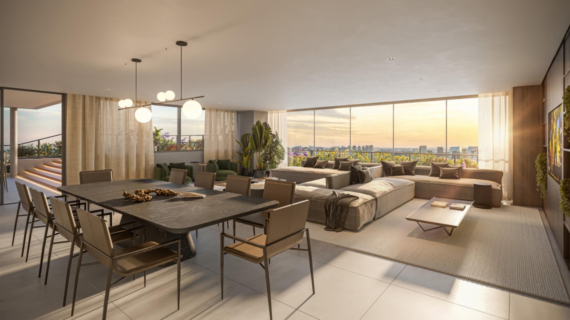 BOSQUE Vila Nova - Lançamento - Rua Domingos Fernandes - Living Ampliado do Apartamento Penthouse de 430m²