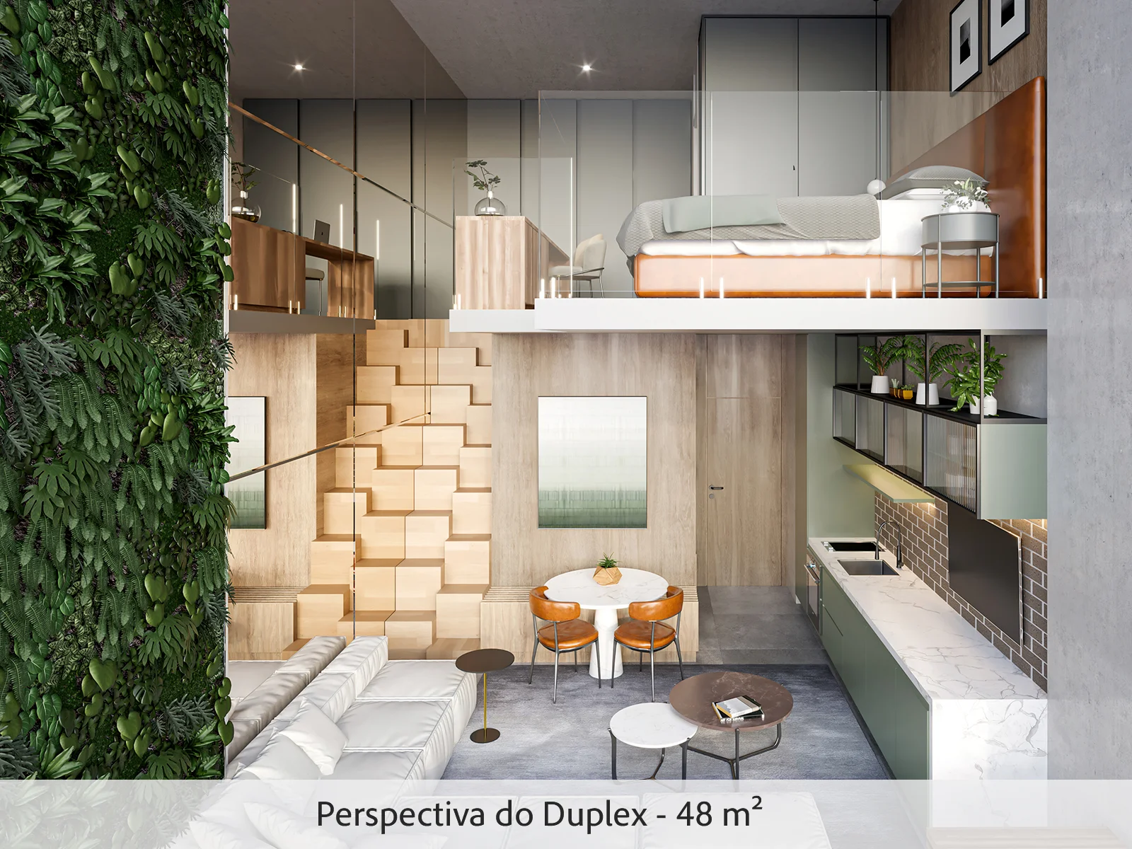 CARDOSO 432 - Decorado - Duplex - Opção 1 - Planta de 48 m²