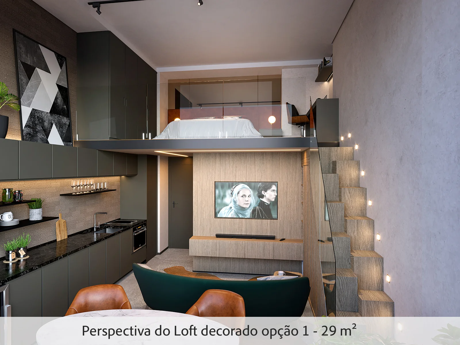 CARDOSO 432 - Decorado - Loft decorado - Opção 1 - Planta de 29 m²
