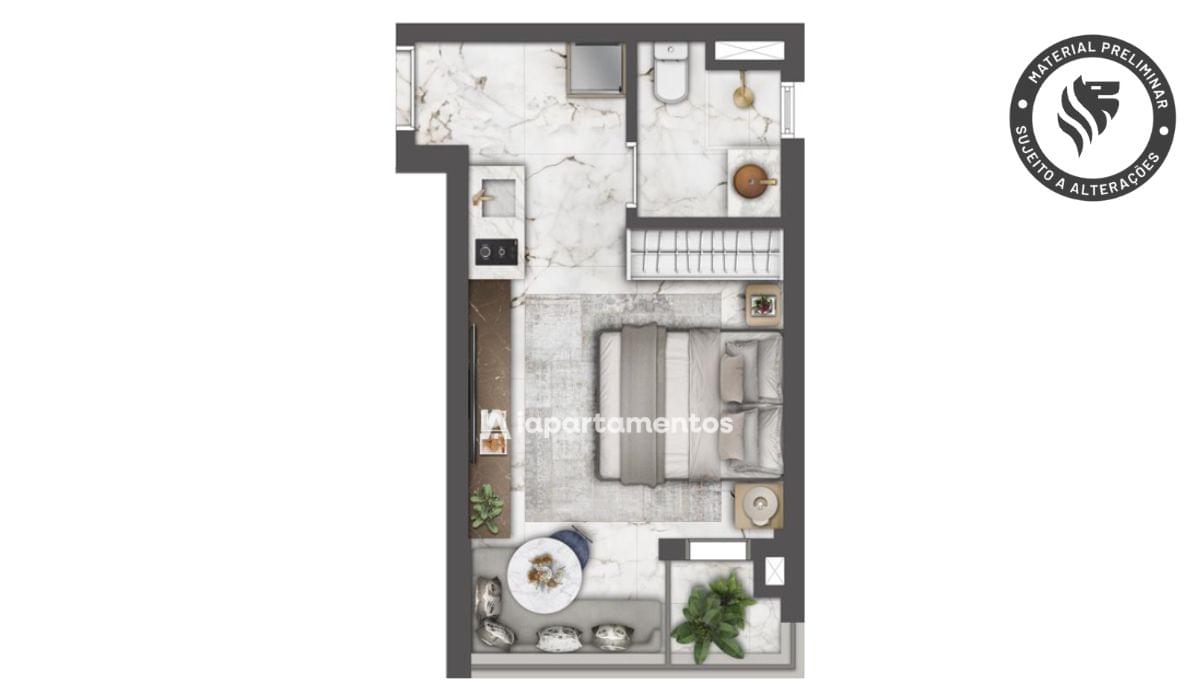 HEAVEN by Yoo - Lançamento - Lavvi - Maestro Cardim - Planta de 26m² - Studio Residencial