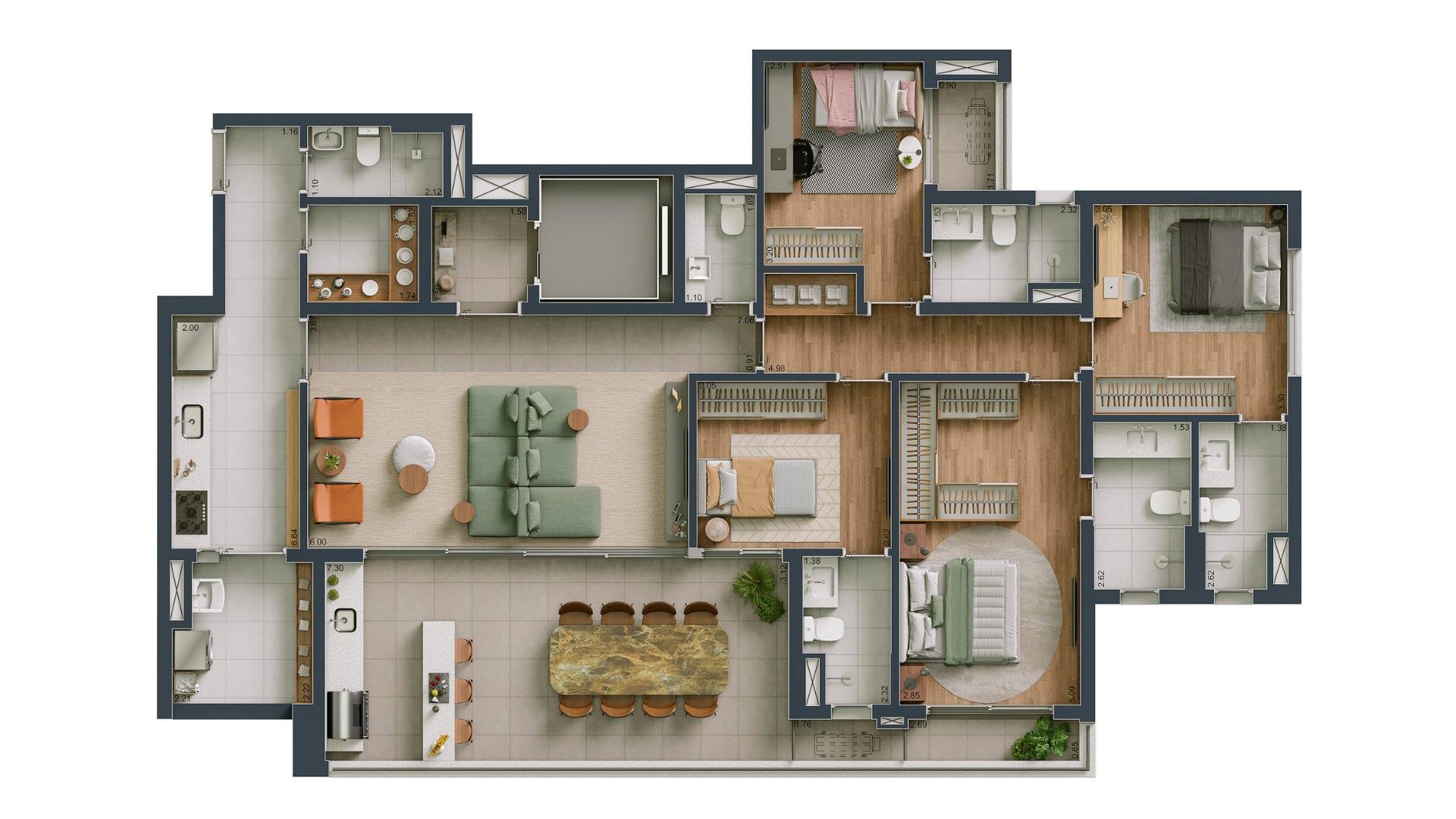 Maison Diogo - Planta Planta 1 - 4 Suítes