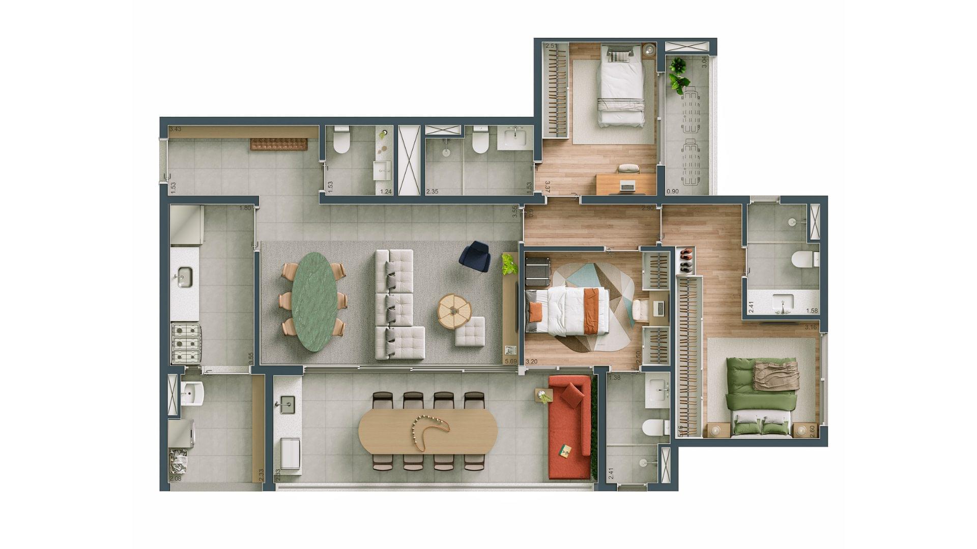 Maison Diogo - Planta Planta 3 - 3 Suítes