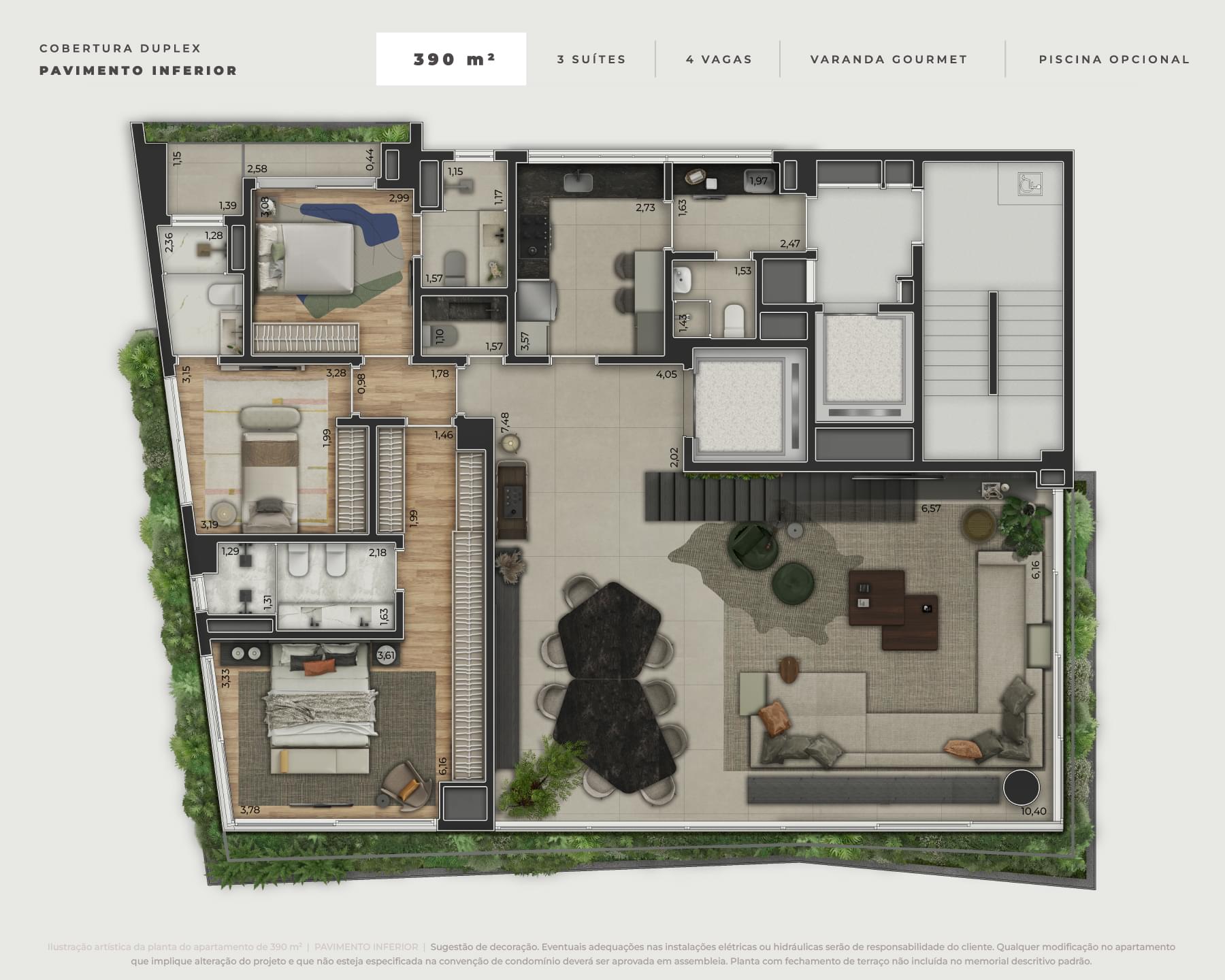 ORLA Paulistana - Lançamento - Rua Itacema - Itaim Bibi - Alto Padrão - Global Realty - Cobertura Duplex - Planta de 390m² - Inferior