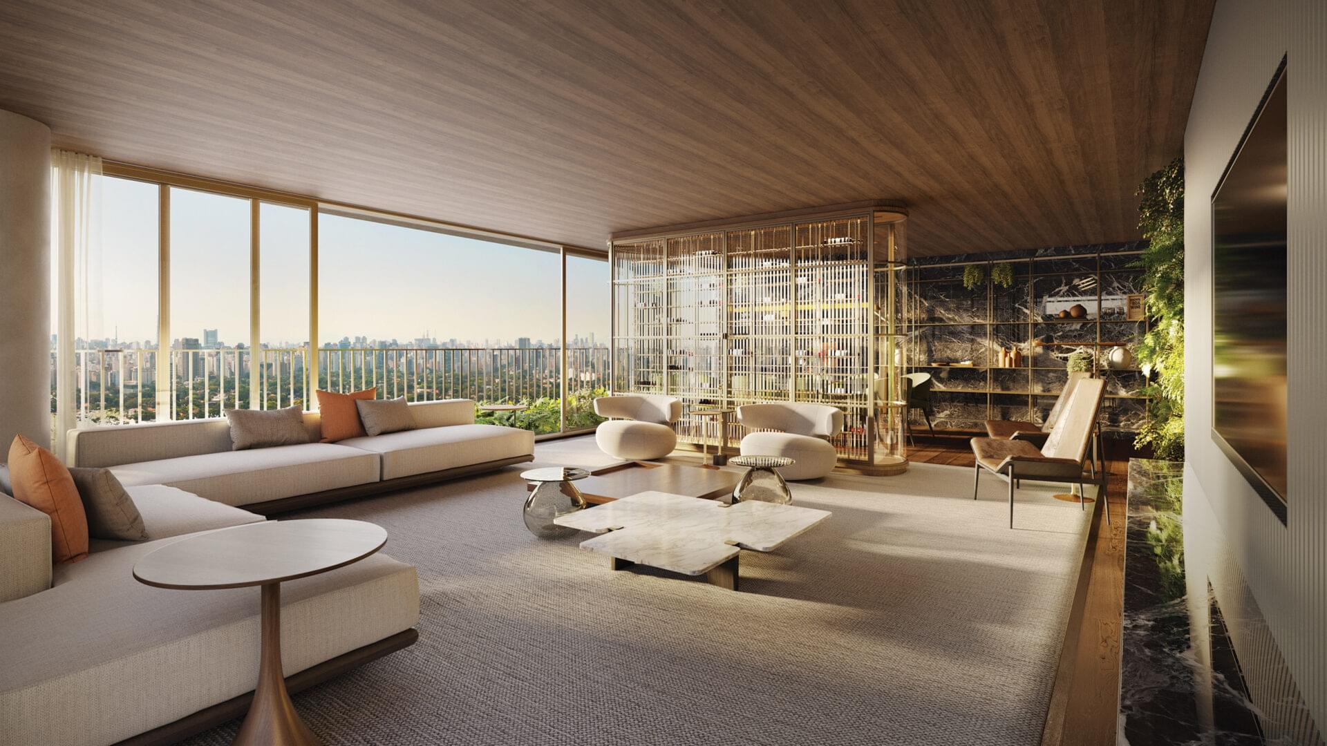 ORLA Paulistana - Lançamento - Rua Itacema - Itaim Bibi - Alto Padrão - Global Realty - Living do Apartamento - Opção 1 - Planta de 200m²