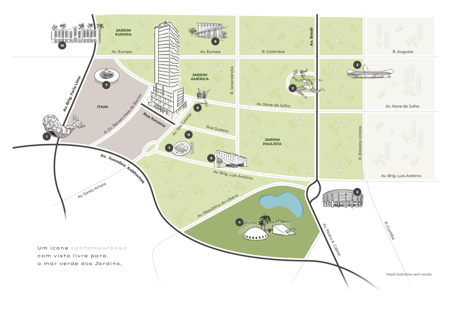 ORLA Paulistana - Lançamento - Rua Itacema - Itaim Bibi - Alto Padrão - Global Realty - Mapa da Região