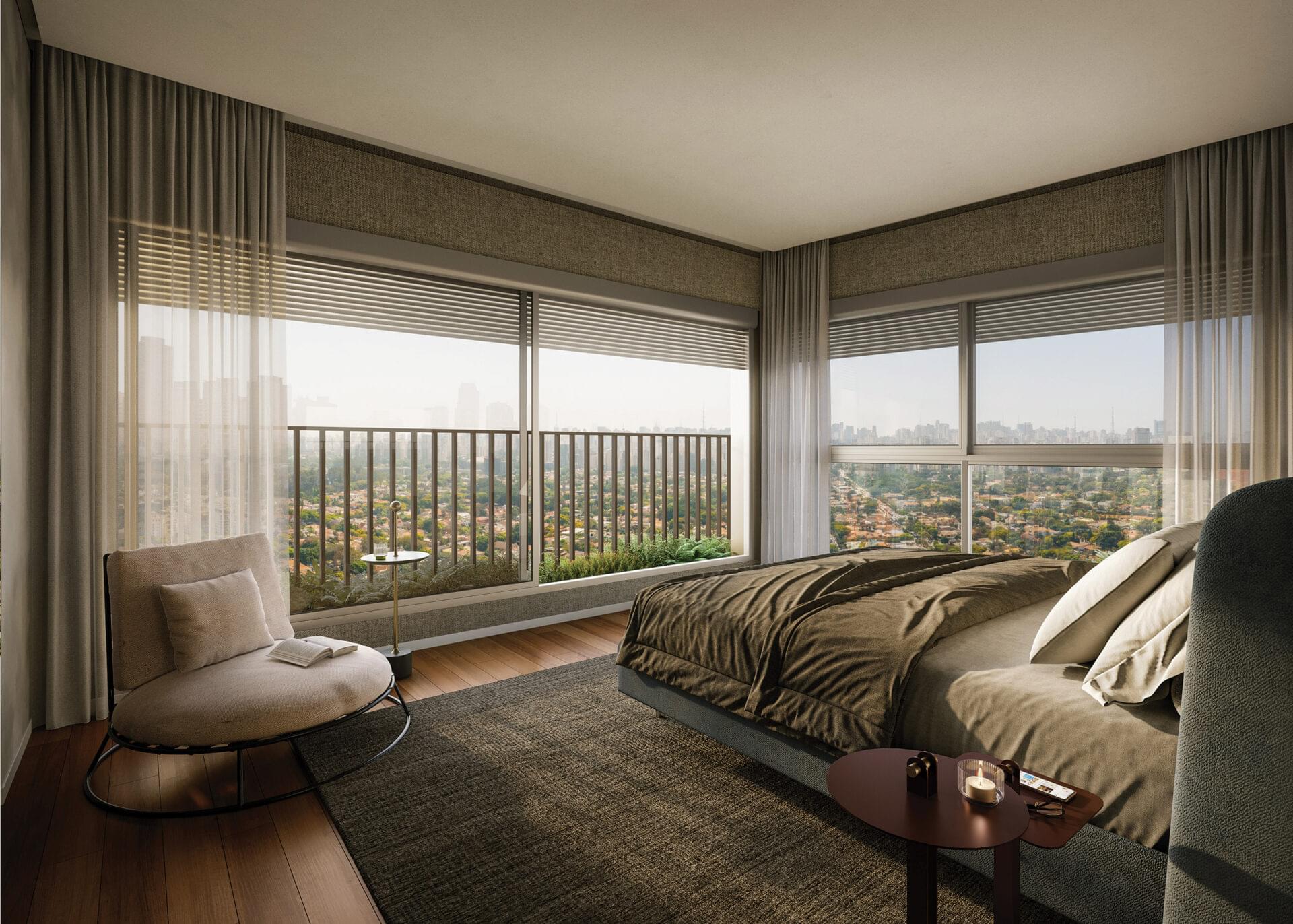 ORLA Paulistana - Lançamento - Rua Itacema - Itaim Bibi - Alto Padrão - Global Realty - Suíte Master do Apartamento - Opção 1 - Planta de 200m²