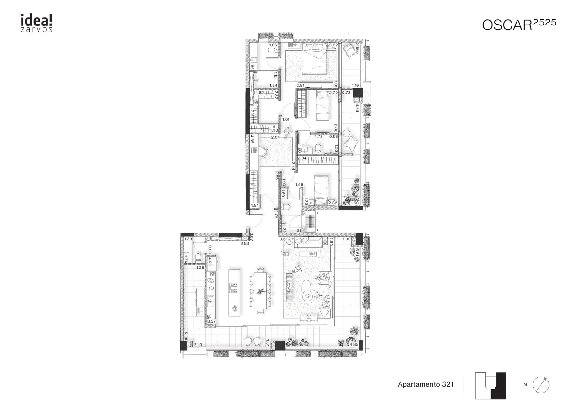 Oscar 2525 - Planta Apartamento de 185m²