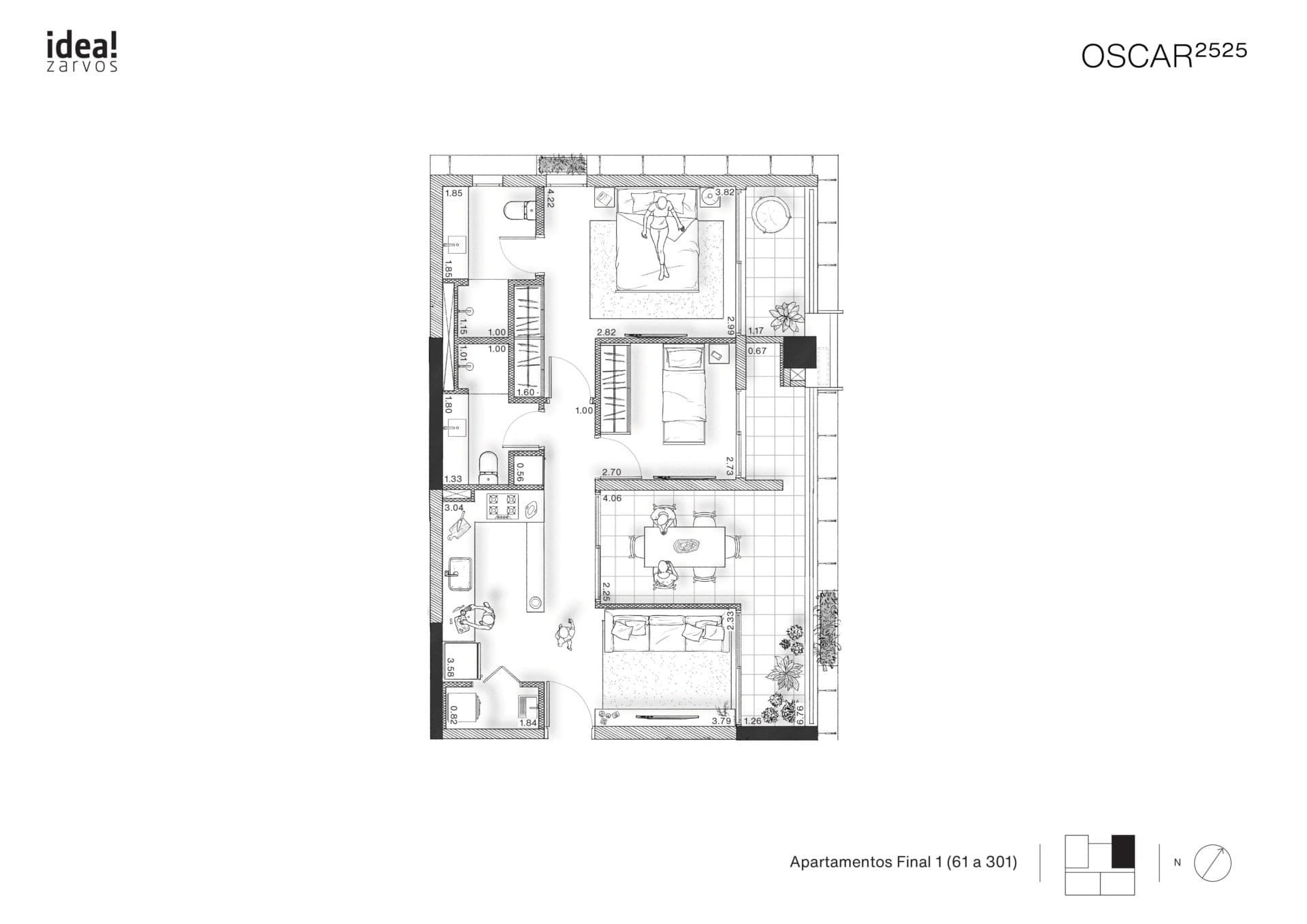 Oscar 2525 - Planta Apartamento de 86m²