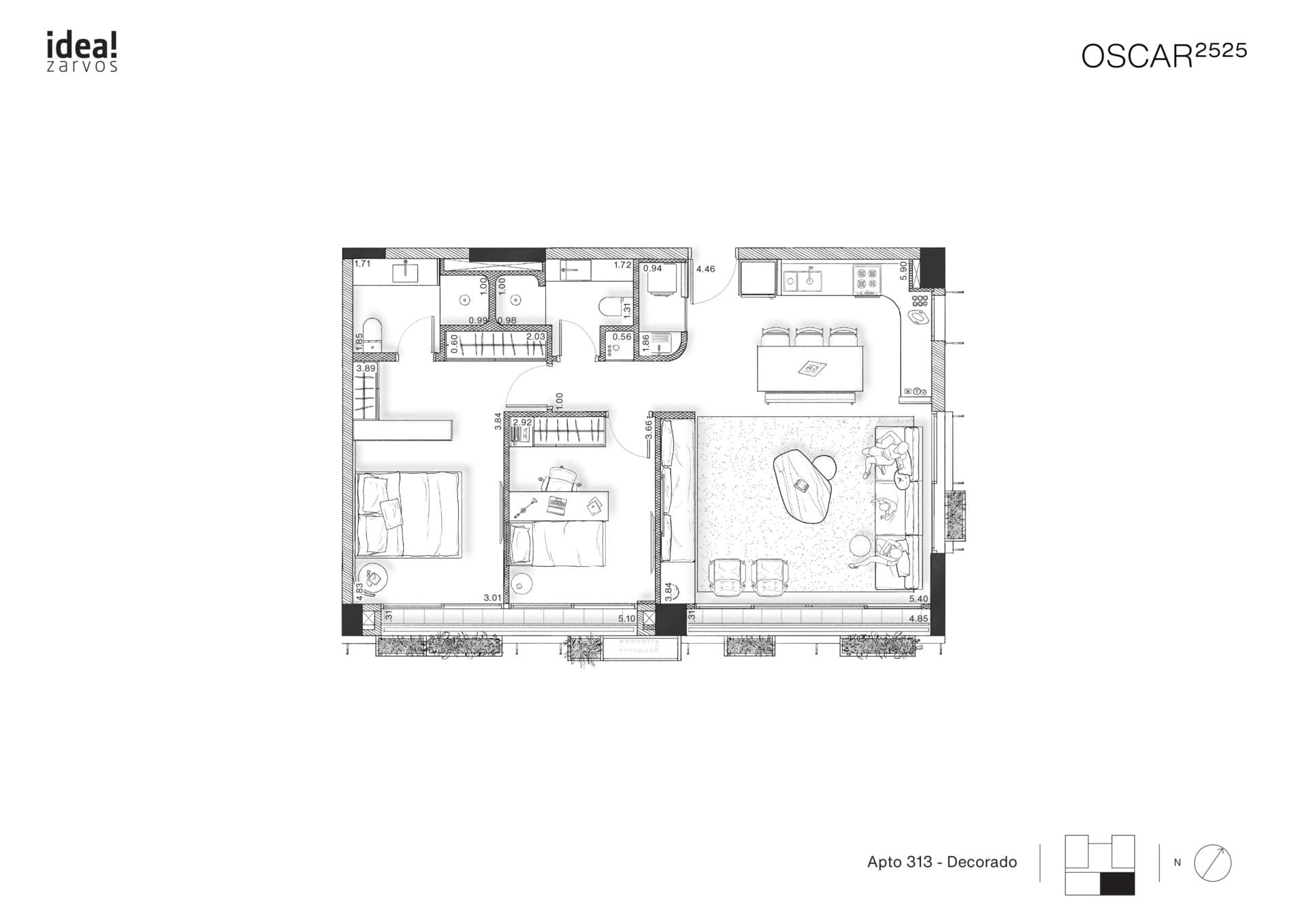 Oscar 2525 - Planta Apartamento de 92m²