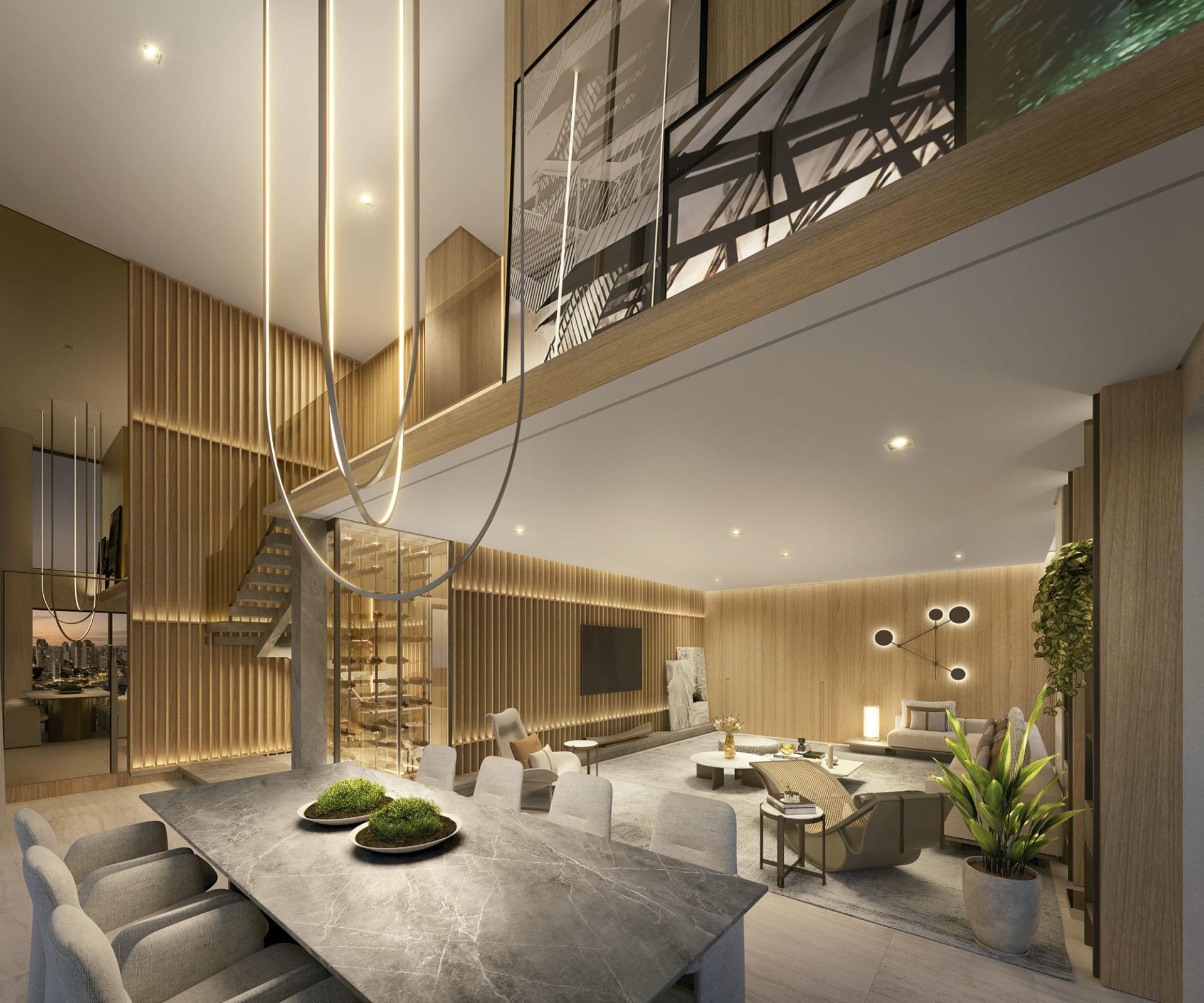 Parque Global - PG Residences - Living da Cobertura Penthouse de 311m²