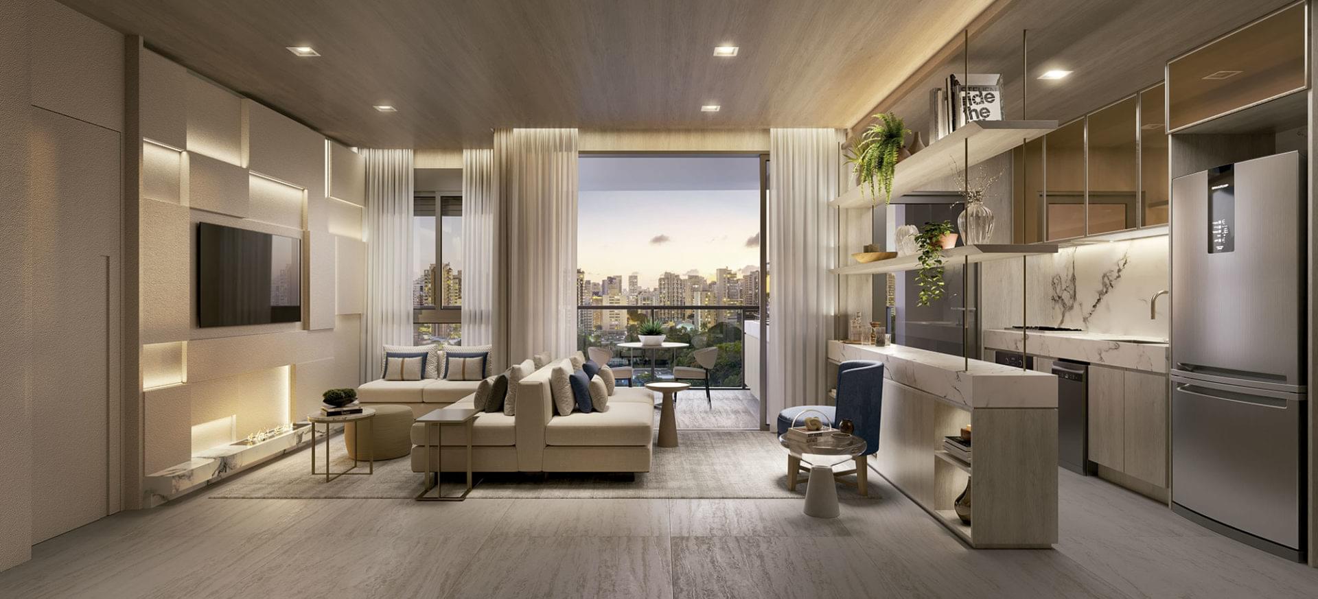 Parque Global - PG Residences - Living do Apartamento de 106m²
