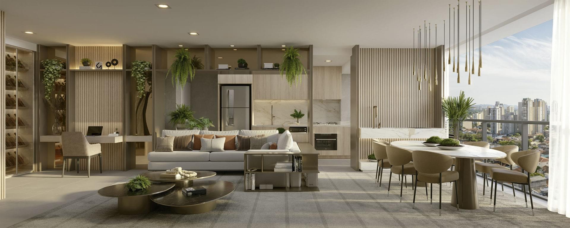 Parque Global - PG Residences - Living do Apartamento de 129m²