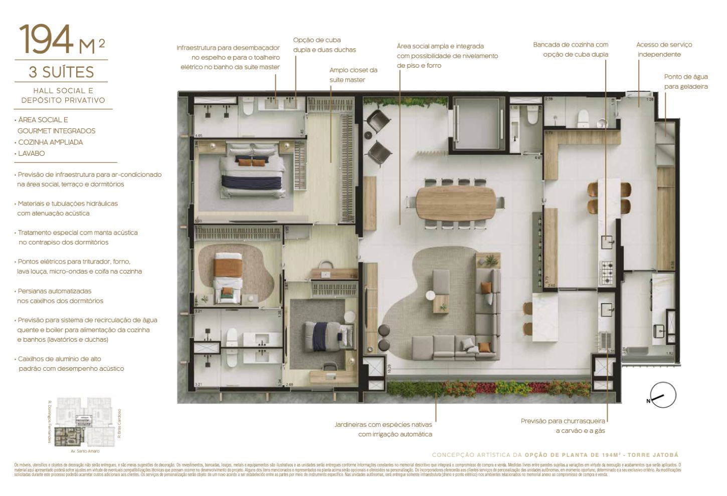 BOSQUE Vila Nova - Planta Planta de 194m² (Opção 2) 