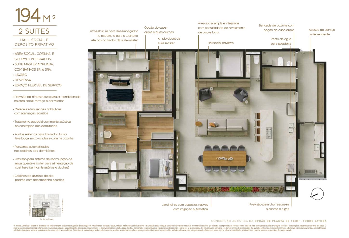 BOSQUE Vila Nova - Planta Planta de 194m² (Opção 3)