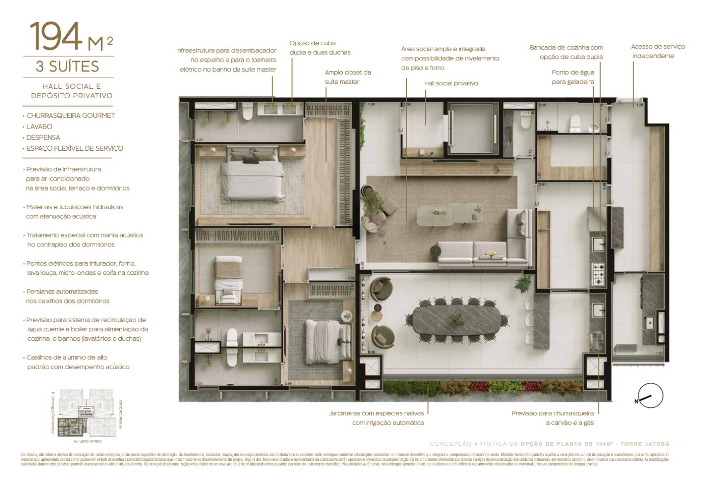 BOSQUE Vila Nova - Planta Planta de 194m² 