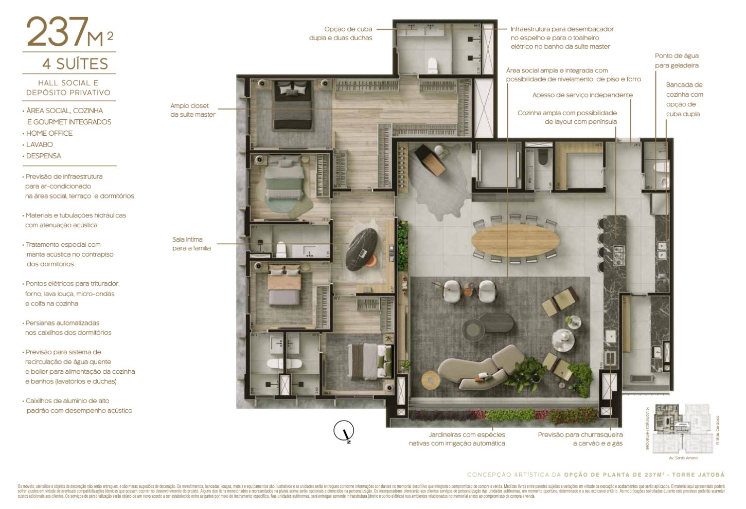 BOSQUE Vila Nova - Planta Planta de 237m² (Opção 1)