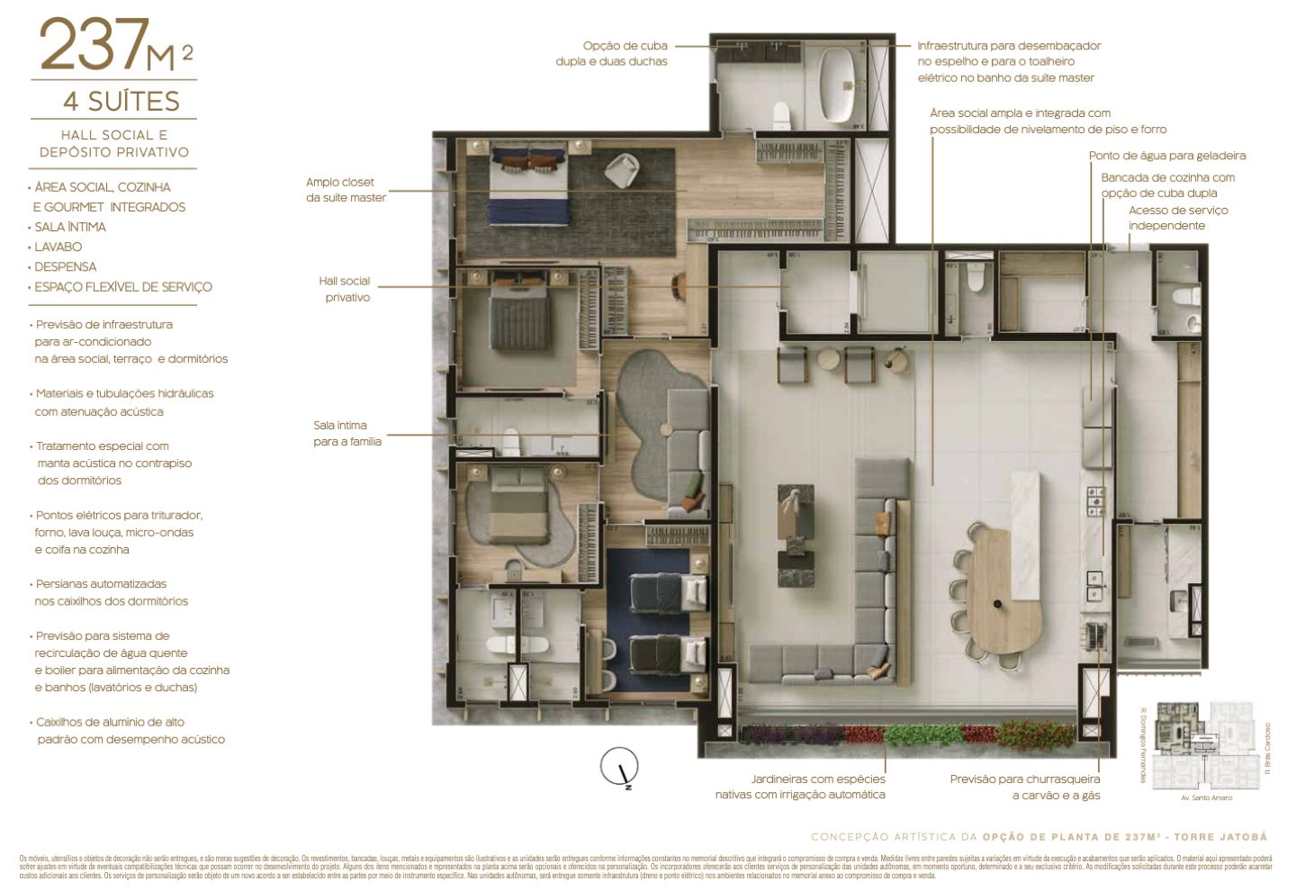 BOSQUE Vila Nova - Planta Planta de 237m² (Opção 2)