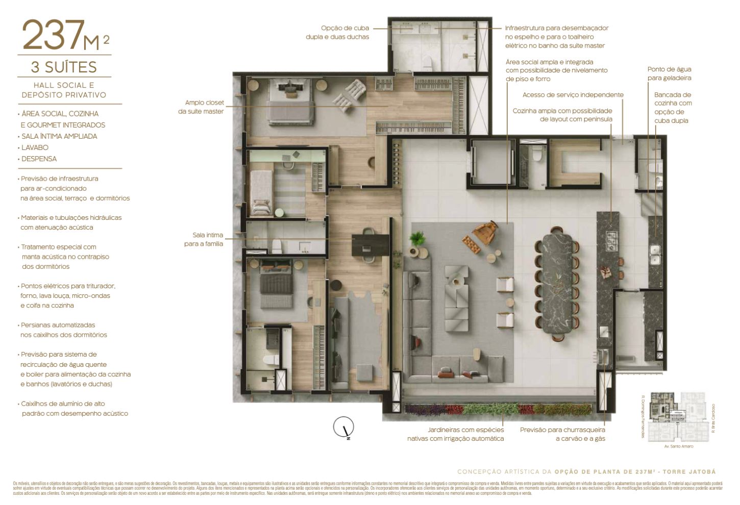 BOSQUE Vila Nova - Planta Planta de 237m² (Opção 3)