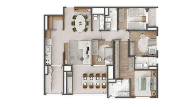 Raízes Lavenir Vila Prudente - Planta Apartamento de 125 m²