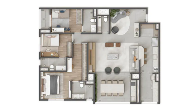 Raízes L’Avenir - Vila Prudente - Lançamento - Mitre - Apartamento de 132 m² com Living Ampliado