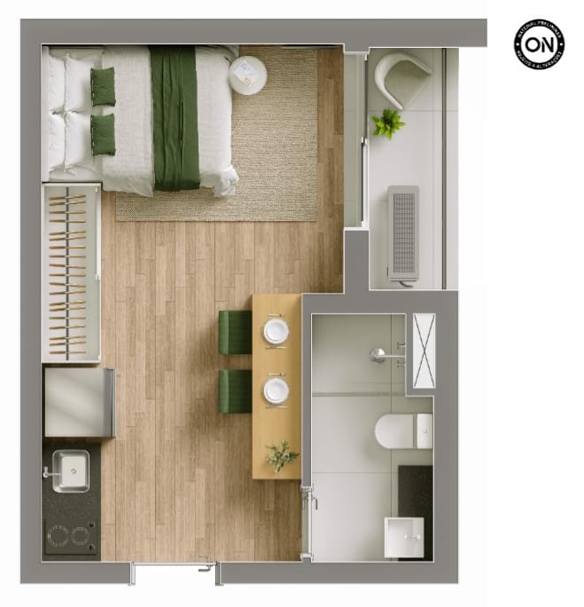 Vitacon Maestro Cardim - Planta Planta de 24m² (Opção 2)