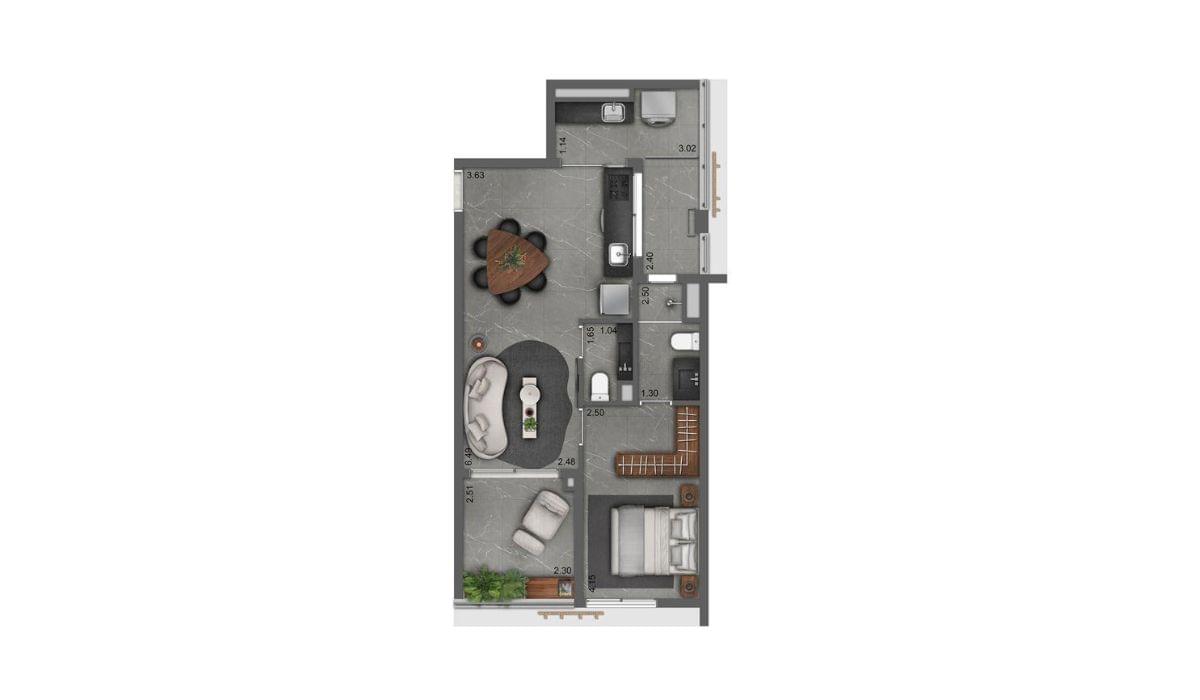 JOYA Jardins - Planta Planta de 57m²
