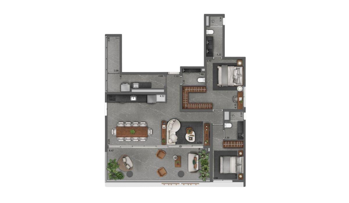 JOYA Jardins - Planta Planta de 122m²