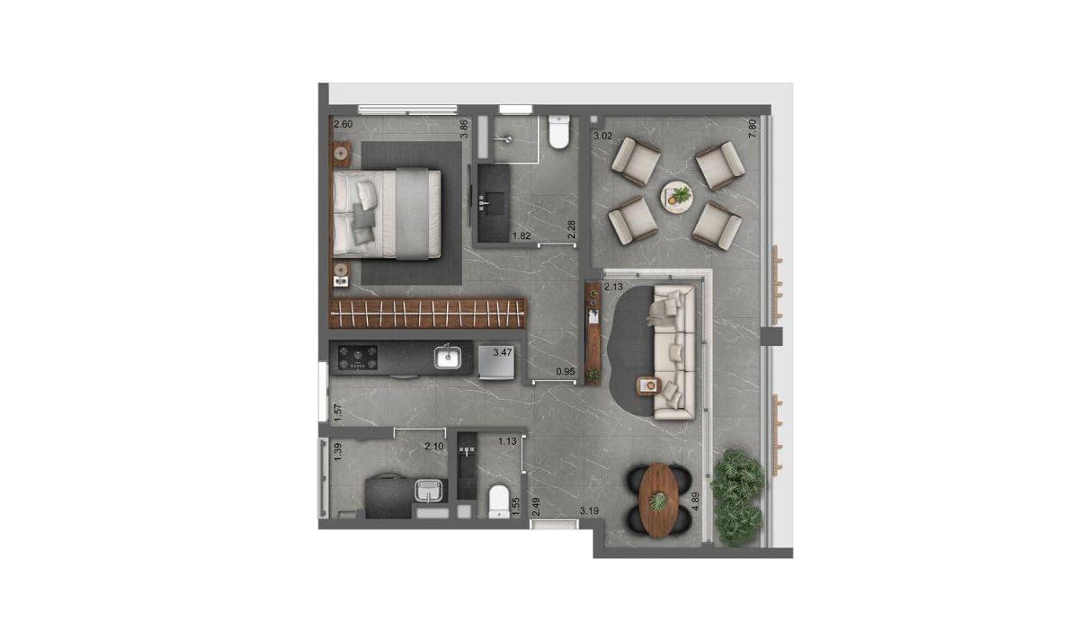 JOYA Jardins - Planta Planta de 65m²