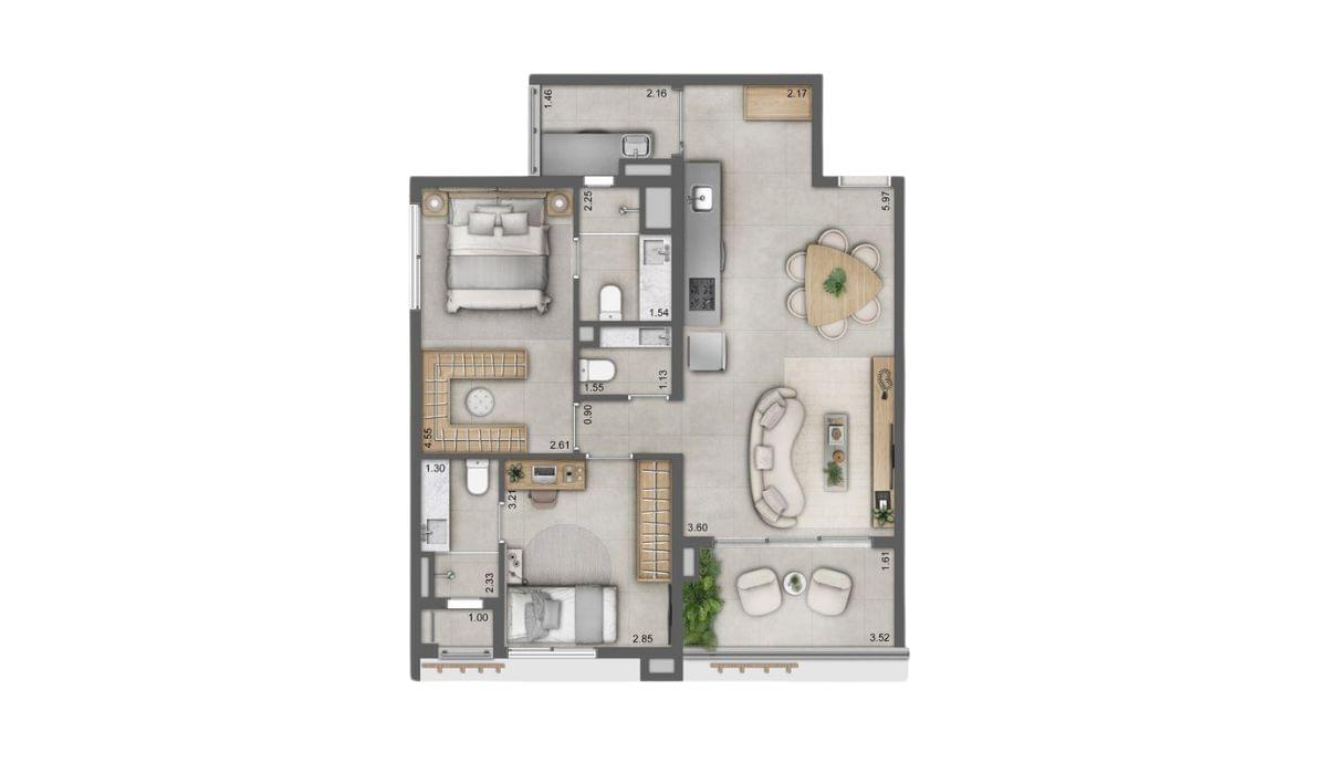 JOYA Jardins - Planta Planta de 77m²