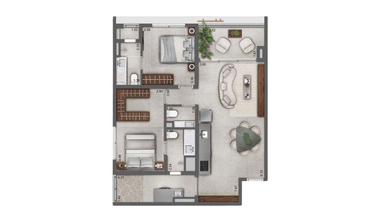 JOYA Jardins - Planta Planta de 81m²