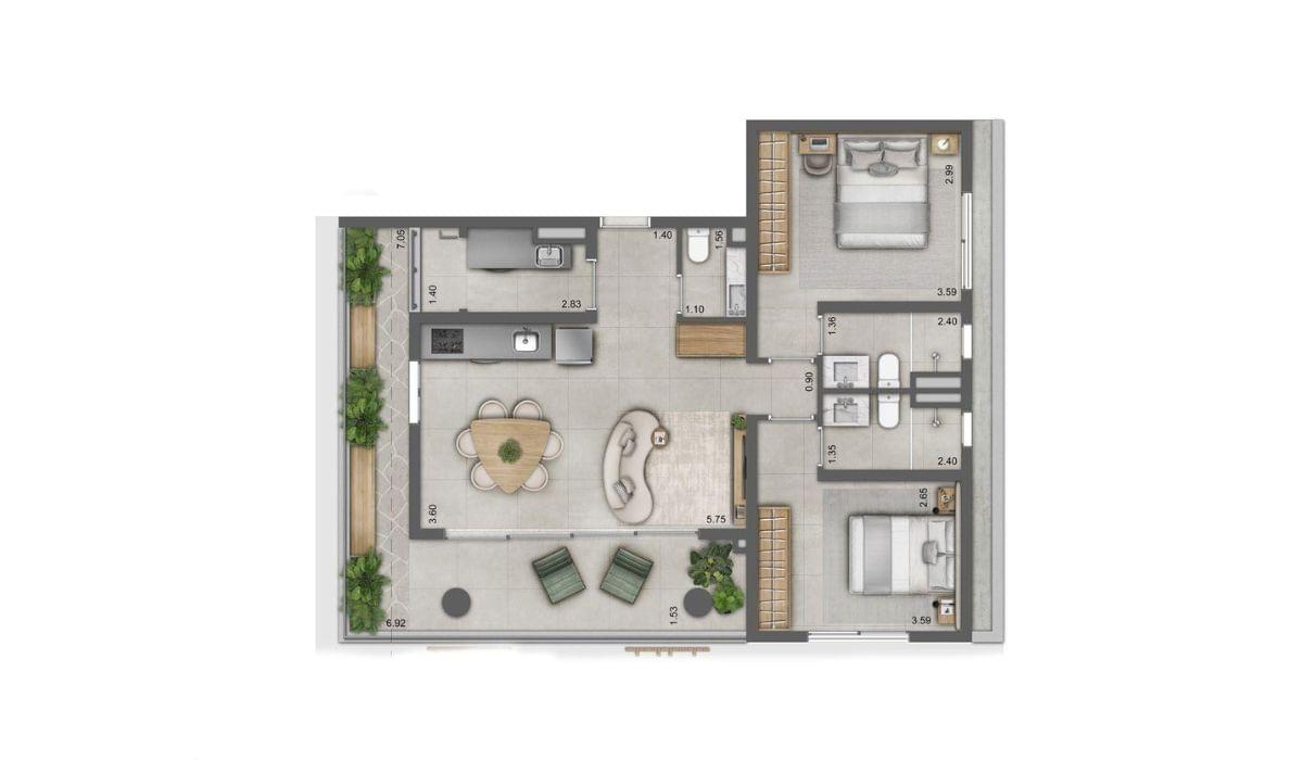 JOYA Jardins - Planta Planta de 90m²