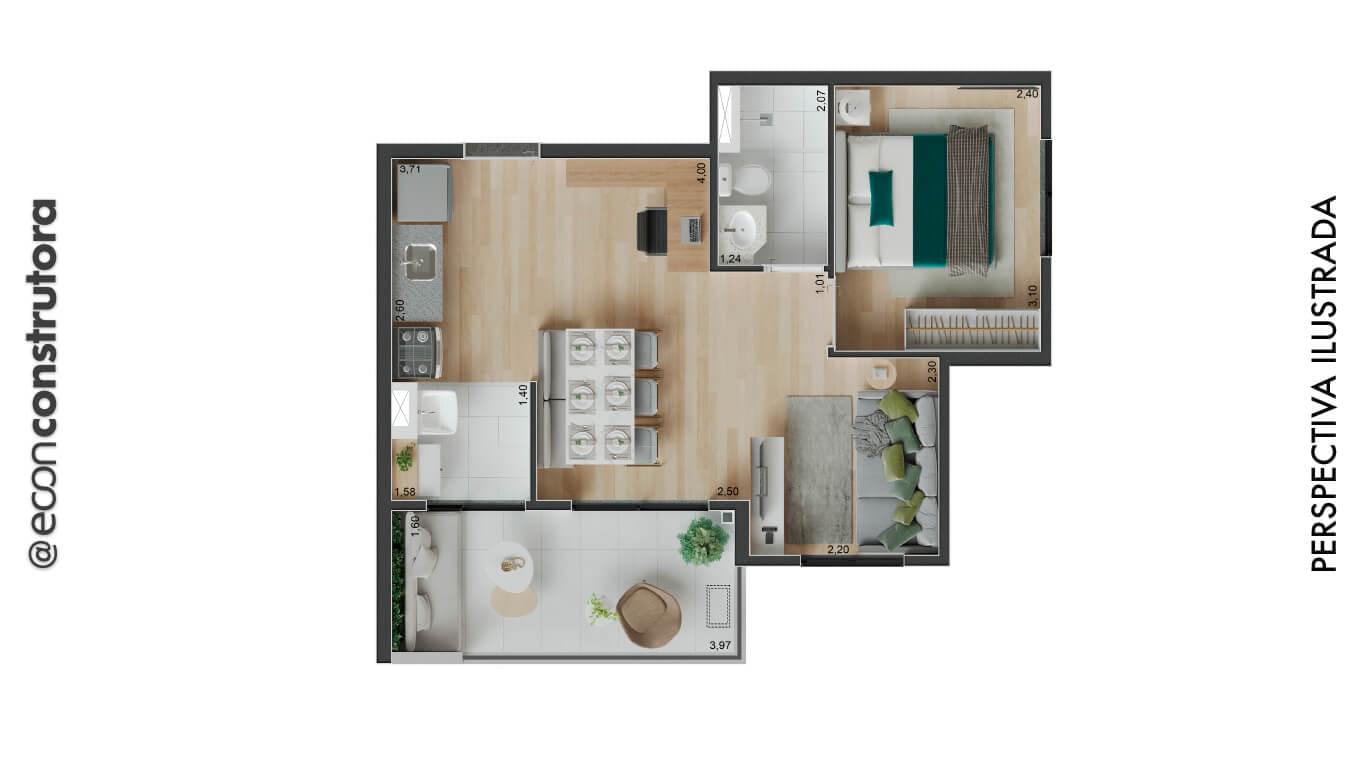 Peak Vila Olímpia - Planta 1 Dormitório 