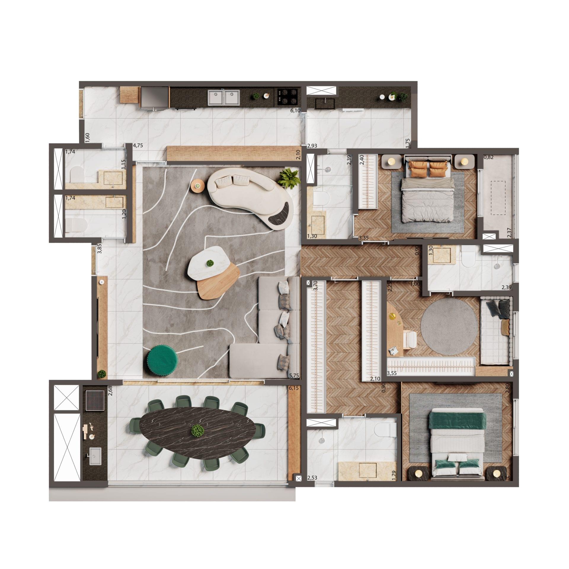 Palazzo Mooca By Living - Planta 133M² (Opção 2)