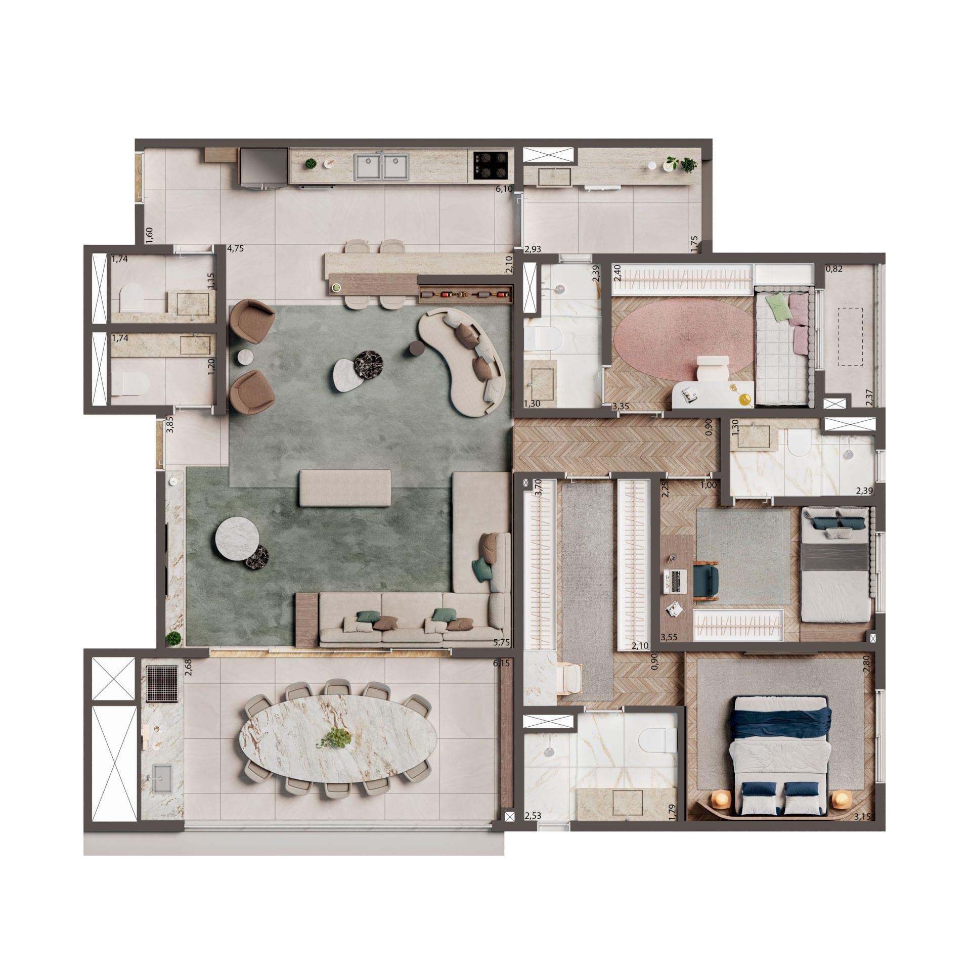 Palazzo Mooca By Living - Planta 133M² (Opção 1)