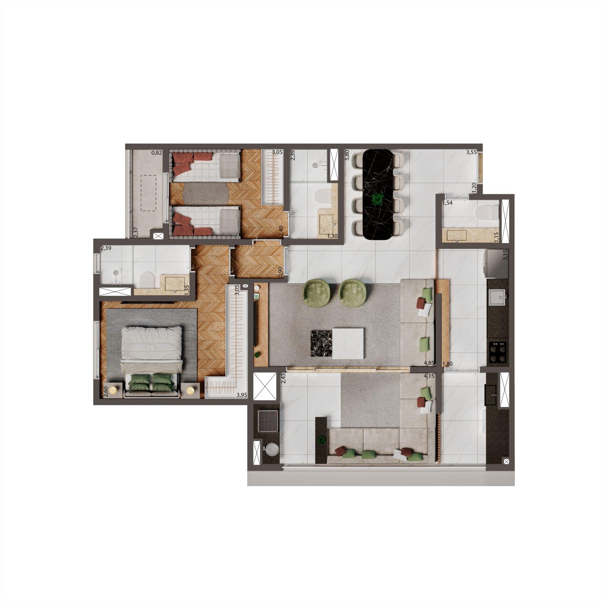 Palazzo Mooca By Living - Planta 84M² (Opção 2)