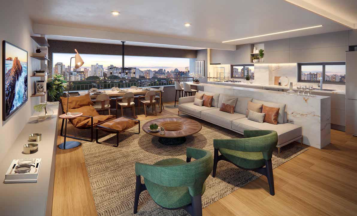 Praça Kant Chácara Klabin - Lançamento - Di Francesco - Apartamento de 124m² - Living Ampliado