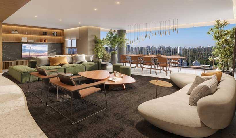 AGAMI Park Residences - Lançamento - Eztec - Av. Agami - Apartamentos - Living Ampliado do Apartamento de 215 m²