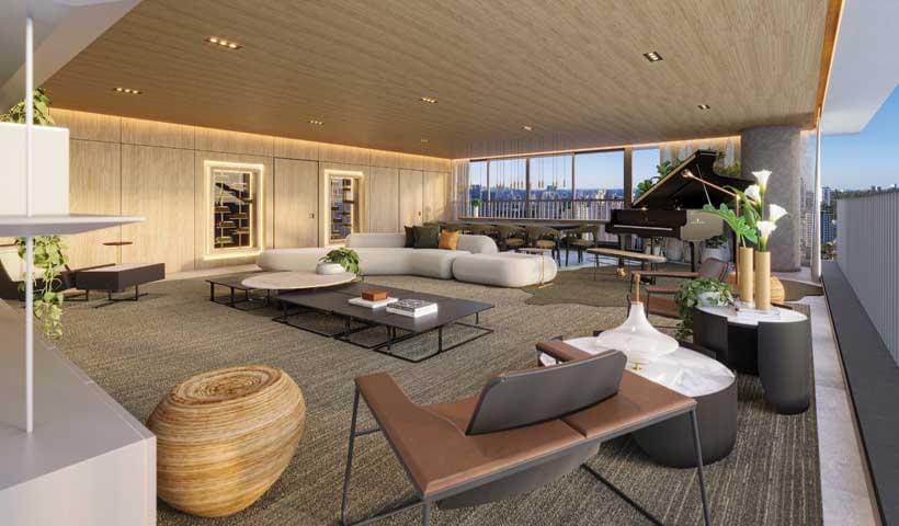 AGAMI Park Residences - Lançamento - Eztec - Av. Agami - Apartamentos - Living Ampliado do Apartamento de 290 m²