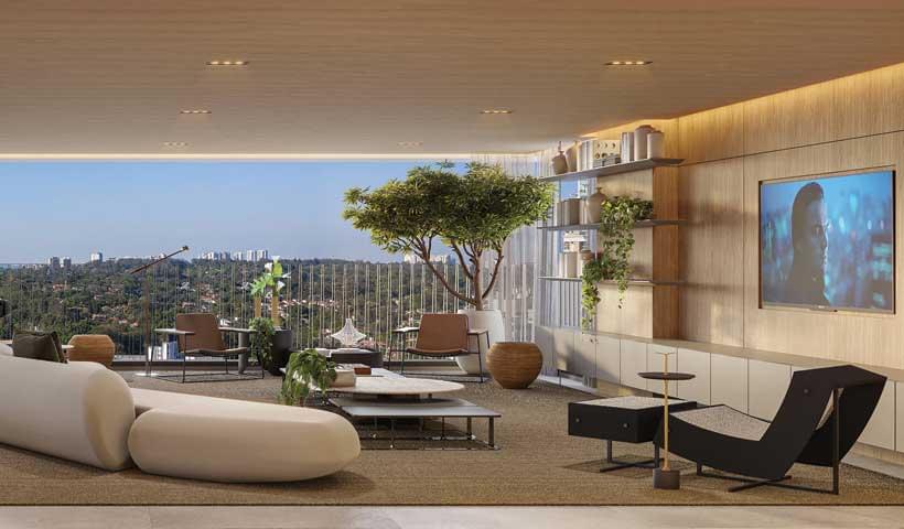 AGAMI Park Residences - Lançamento - Eztec - Av. Agami - Apartamentos - Living do Apartamento de 290 m²