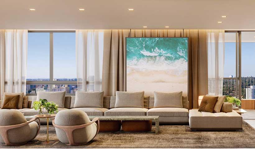 AGAMI Park Residences - Lançamento - Eztec - Av. Agami - Apartamentos - Living do Duplex de 420 m²