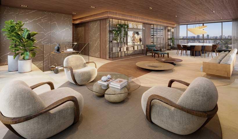 AGAMI Park Residences - Lançamento - Eztec - Av. Agami - Apartamentos - Living do Duplex de 571 m²