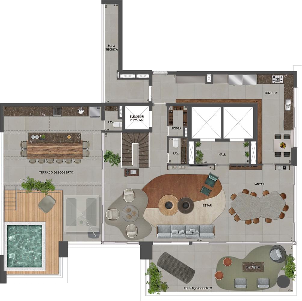 AGAMI Park Residences - Lançamento - Eztec - Av. Agami - Apartamentos - Planta Duplex de 571 m² (Superior)