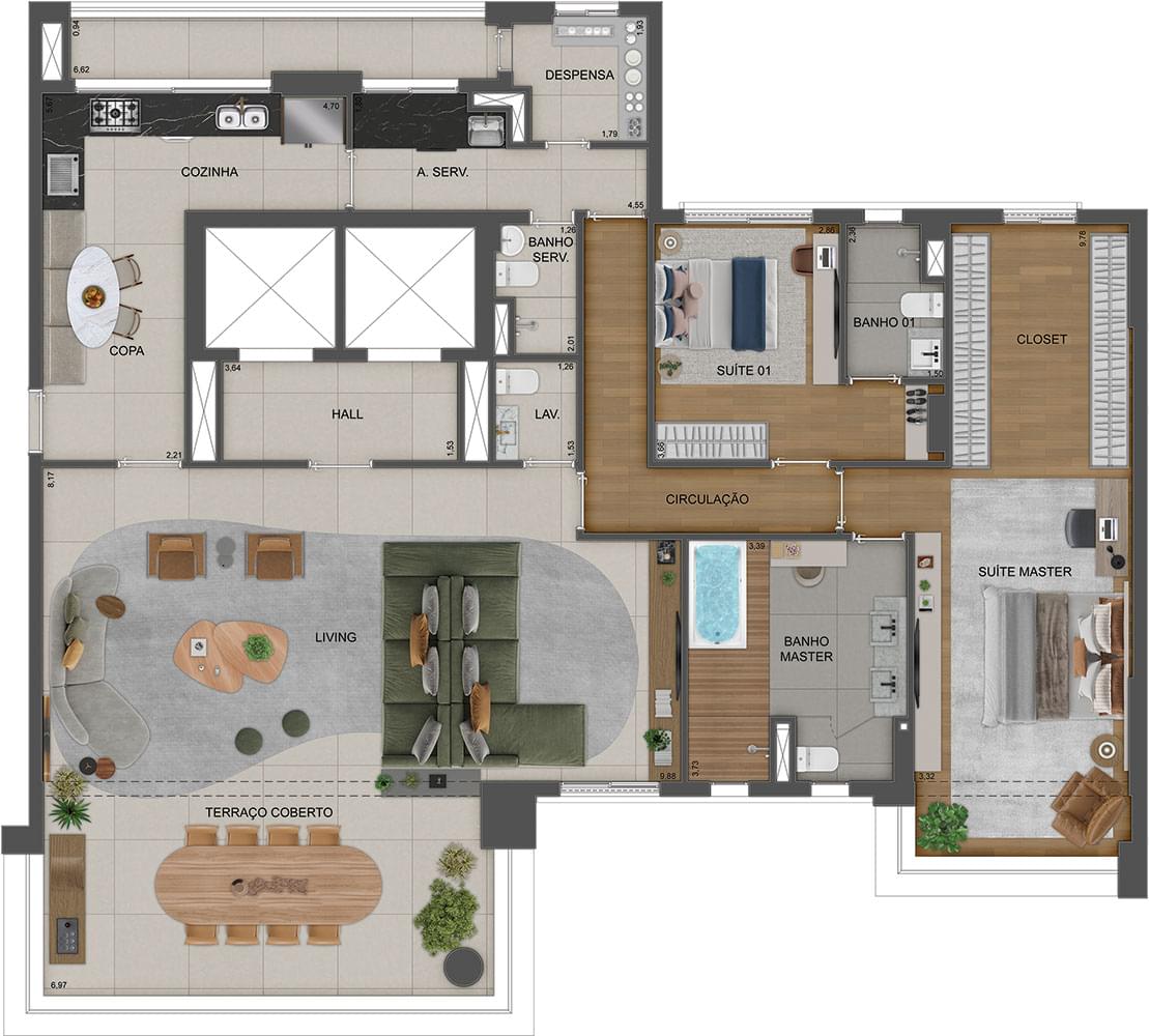 Agami Park Residences - Planta Planta de 215 m² (Opção 2)