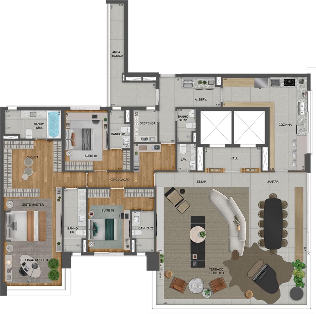 AGAMI Park Residences - Lançamento - Eztec - Av. Agami - Apartamentos - Planta de 280 m² (Opção 2)